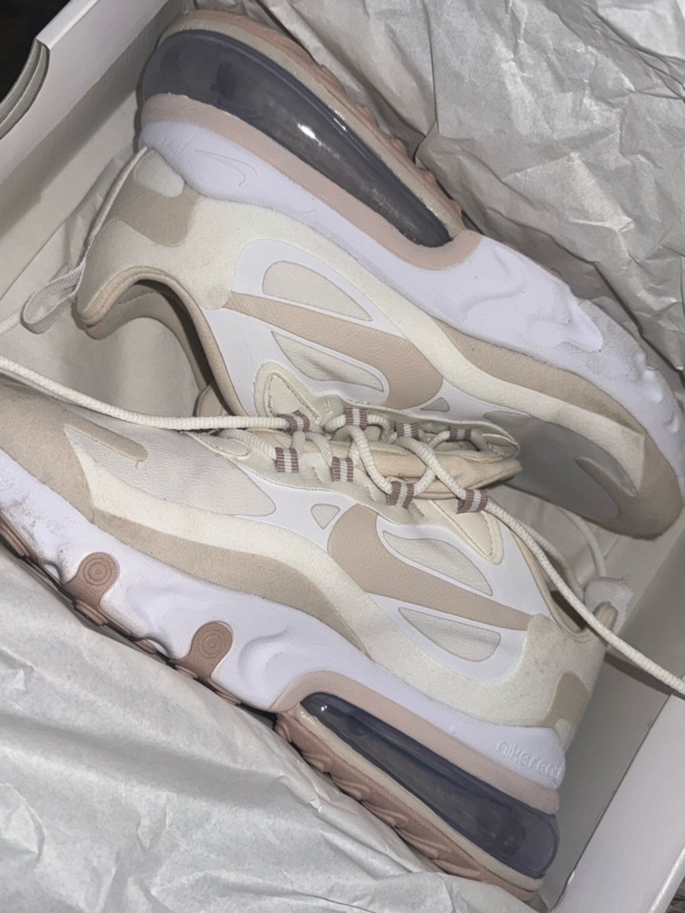 Nike Air Max 270 React Cream/Beige Sneakers - Picture 5 of 16